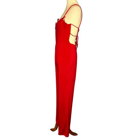 Lovers + Friends Red Wide Leg Jumpsuit MEDIUM Strappy Jersey Revolve $178 NEW - Picture 9 of 9